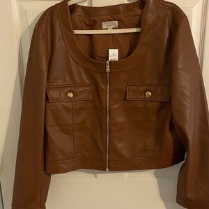 LOFT Women's Tan Leather Jacket (NWT) never worn